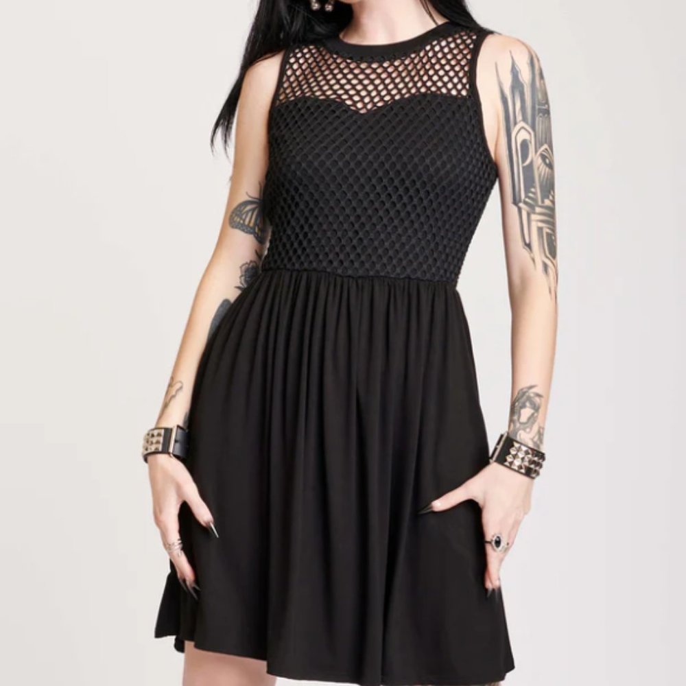 Midnight Hour Fishnet Little Black Dress NWOT